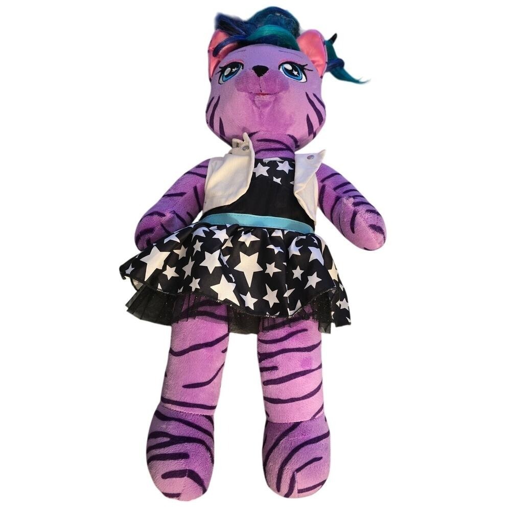 Honey GirlsTeegan Build-a-Bear - Purple Tiger Cat Rock Star HG‎ Plush 20" EUC